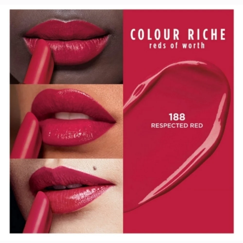 5 x L'Oreal Colour Riche Satin Lipstick Intense Color, 188 Respected Red